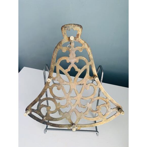 Vintage William A. Rogers Gold Plated Patina Christmas Bell Trivet Holiday Decor - Picture 9 of 10